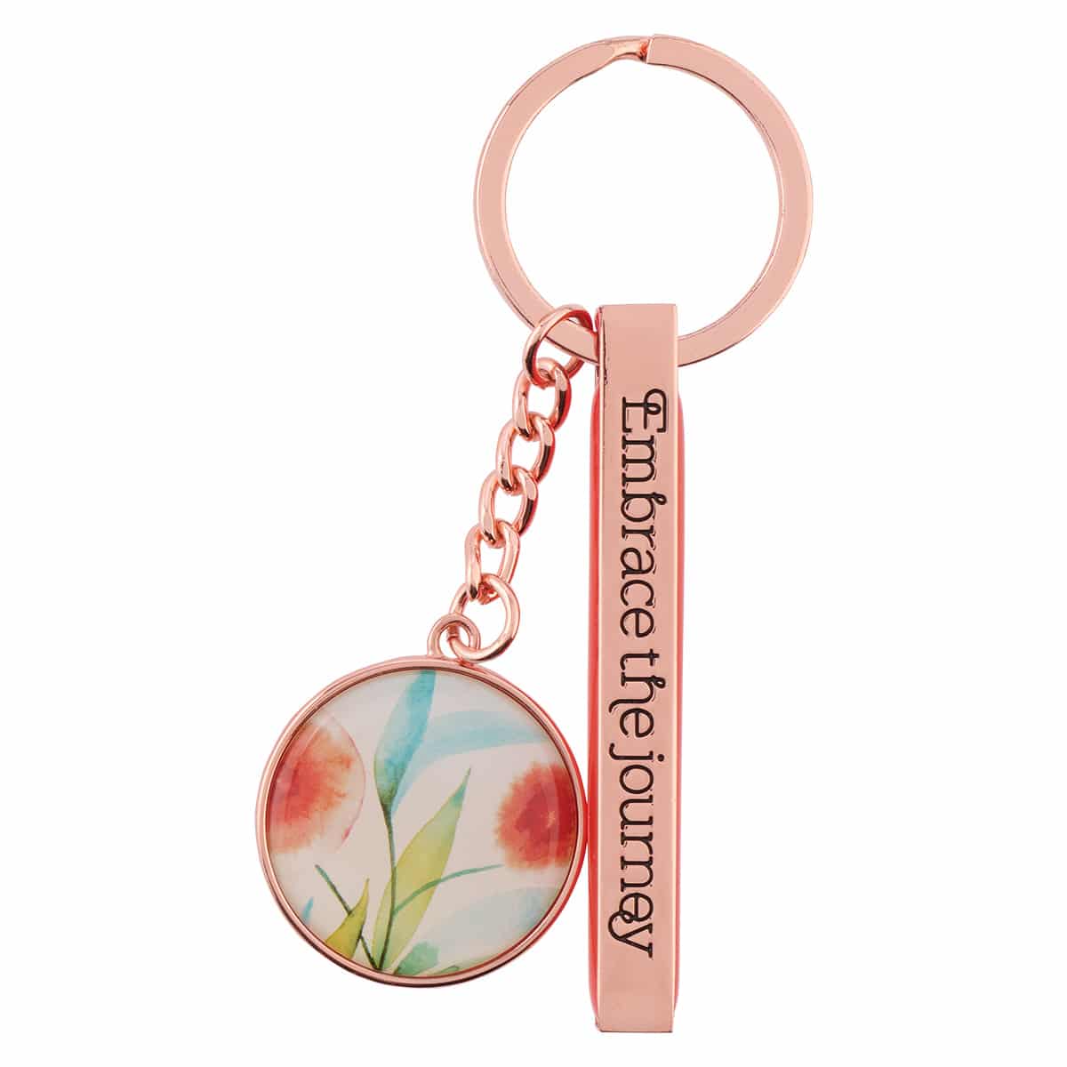 Embrace The Journey Orange Blossoms Rose Gold Key Ring - With Love